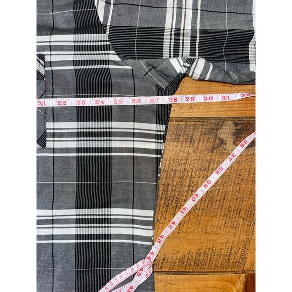 Mens Ely Cattleman 2XL Tall Black White Plaid Snap‎ Button Up Lightweight Shirt - Picture 6 of 7